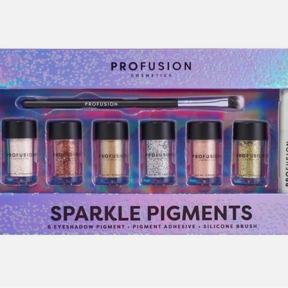 Profusion Cosmetics Sparkle Pigments 6 Pigmants and Brush Set